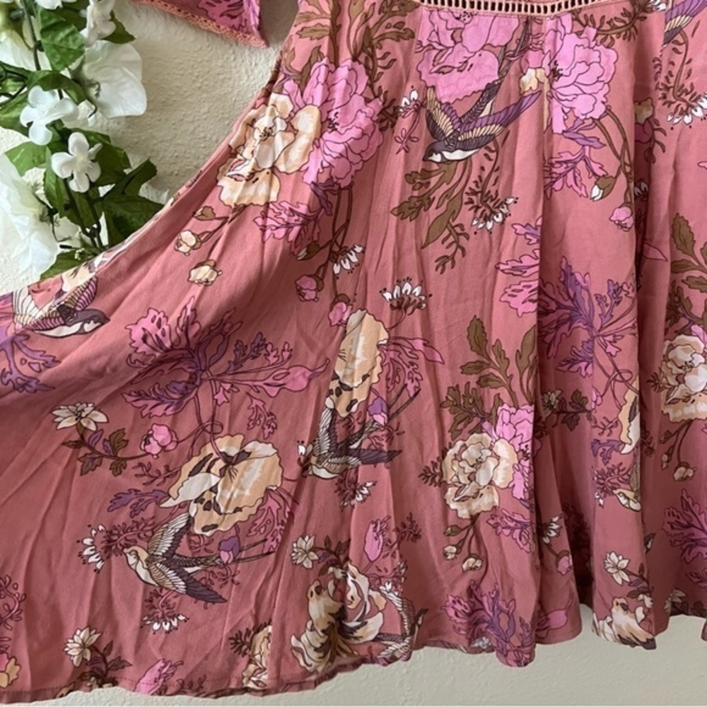 Spell and the Gypsy Collective Pink Floral Rosa 90s Mini Dress - Picture 6 of 12